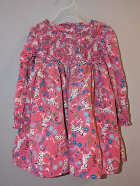 Shrinking Violet Girls Dark Pink Dalmatian Print Long Sleeved Dress 12-18 Months